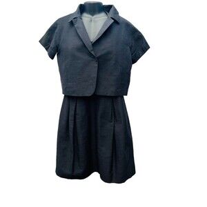 Lida Baday Black Dress Set 10 Racerback Halter Open Slits Bolero Jacket Lined